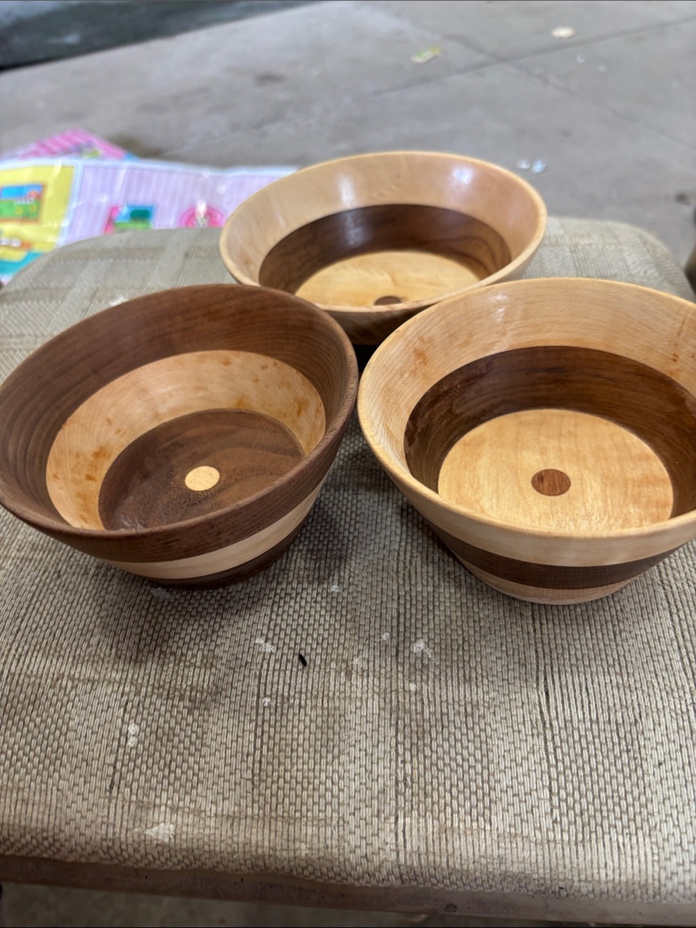 Handturned Two-Tone Wood Serving Bowls - Brown and Cream Set